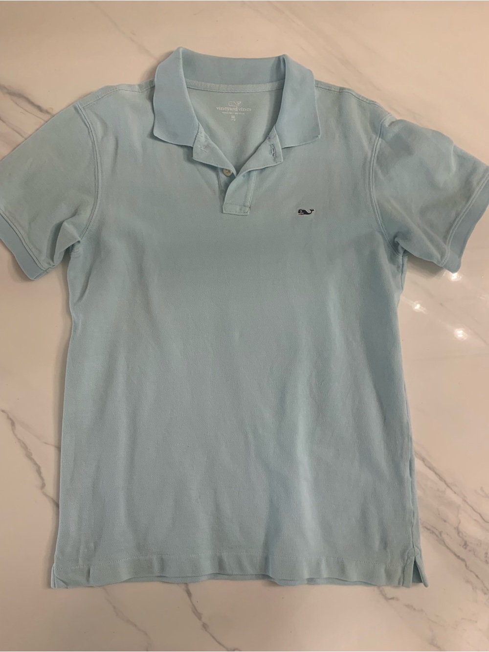 Vineyard Vines Men’s Pale Blue Polo with Whale Logo